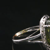 14k White Gold and Peridot Greek Key Design Ring Size 4.75