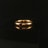 Antique 22k Yellow Gold and Bezel Set Ruby Solid 3.5mm Band Ring Size 7.25