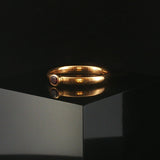 Antique 22k Yellow Gold and Bezel Set Ruby Solid 3.5mm Band Ring Size 7.25