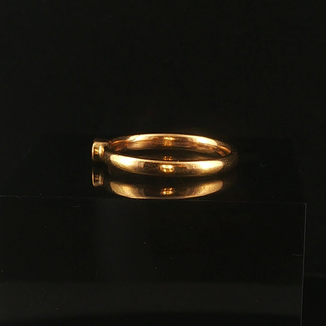Antique 22k Yellow Gold and Bezel Set Ruby Solid 3.5mm Band Ring Size 7.25