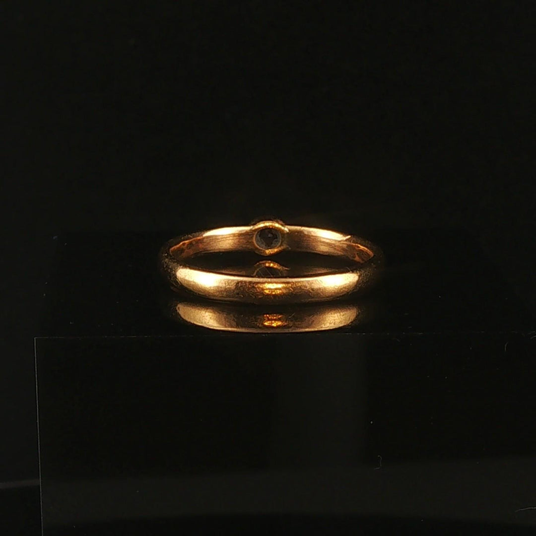 Antique 22k Yellow Gold and Bezel Set Ruby Solid 3.5mm Band Ring Size 7.25