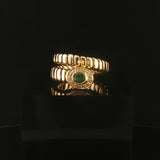 18k Yellow Gold Emerald and Diamond Flex Bypass Ring Italy Size 7