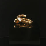 18k Yellow Gold Emerald and Diamond Flex Bypass Ring Italy Size 7