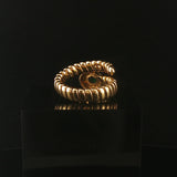 18k Yellow Gold Emerald and Diamond Flex Bypass Ring Italy Size 7