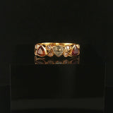 18k Yellow Gold Aqua Citrine Garnet and Diamond Vintage Band Ring Size 8.25