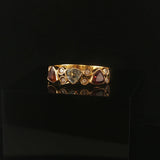 18k Yellow Gold Aqua Citrine Garnet and Diamond Vintage Band Ring Size 8.25