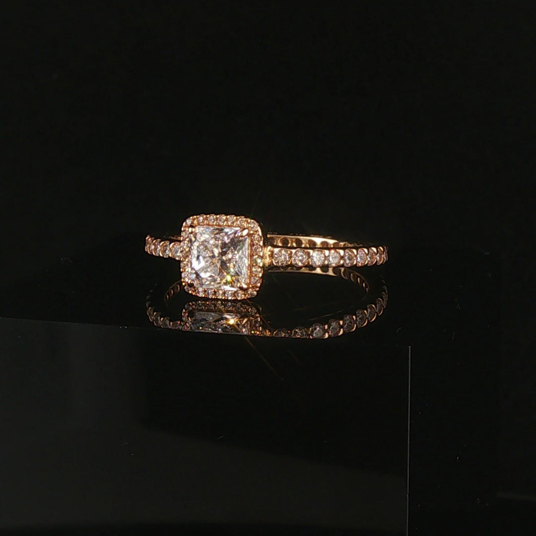 Pandora Timeless Elegance 14k Yellow Gold Square Cubic Zirconia Ring Size 9