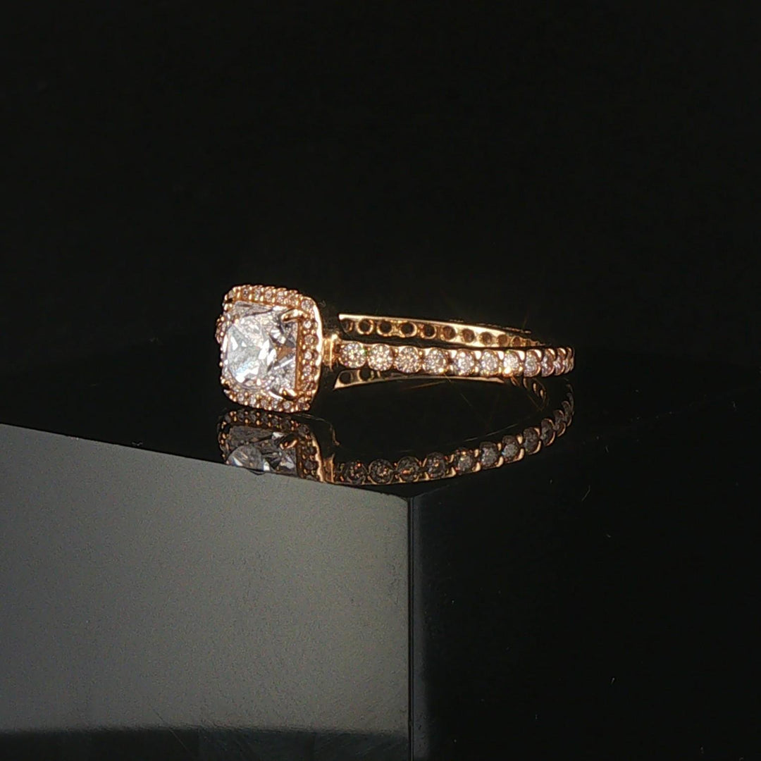 Pandora Timeless Elegance 14k Yellow Gold Square Cubic Zirconia Ring Size 9
