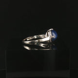 14k White Gold Blue Star Sapphire and Diamond Vintage Ring Size 7.25