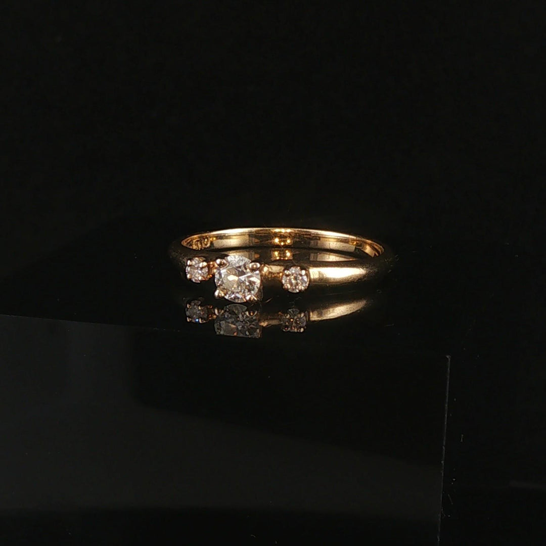 14k Yellow Gold and 0.31cttw Three Diamond Ring Size 7.5
