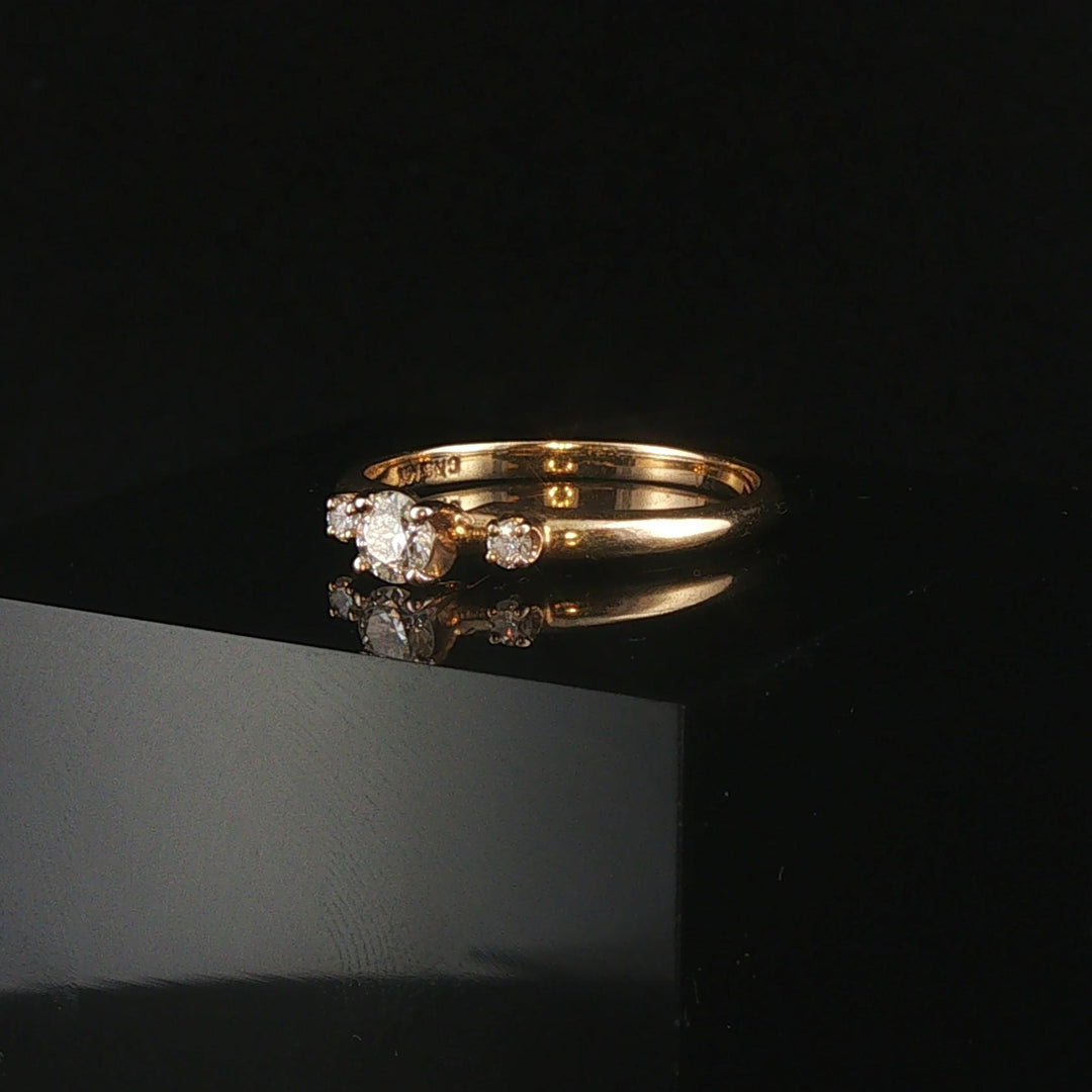 14k Yellow Gold and 0.31cttw Three Diamond Ring Size 7.5