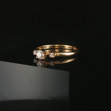 14k Yellow Gold and 0.31cttw Three Diamond Ring Size 7.5