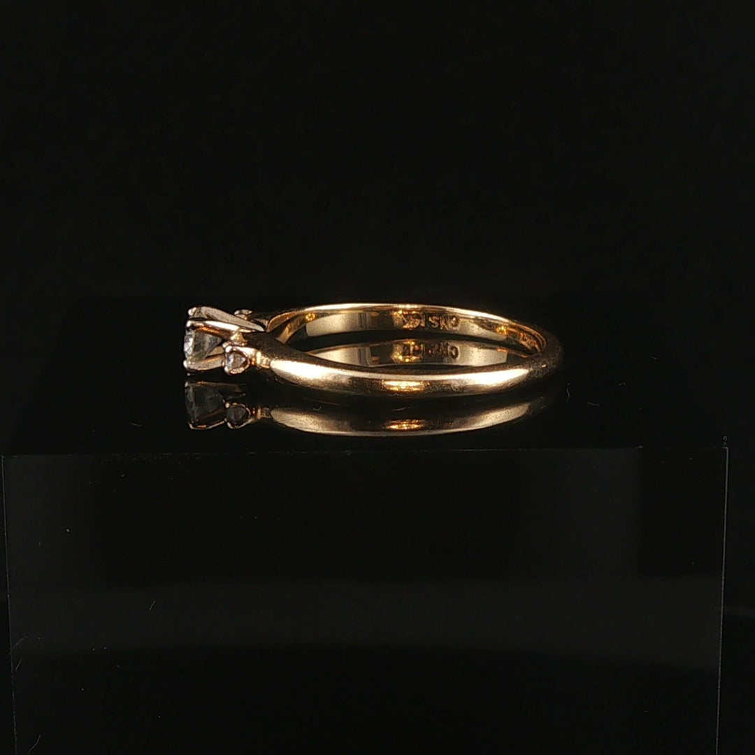 14k Yellow Gold and 0.31cttw Three Diamond Ring Size 7.5