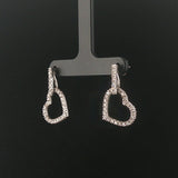 14k White Gold and 0.65cttw Diamond Heart Drop Dangle Earrings 1"