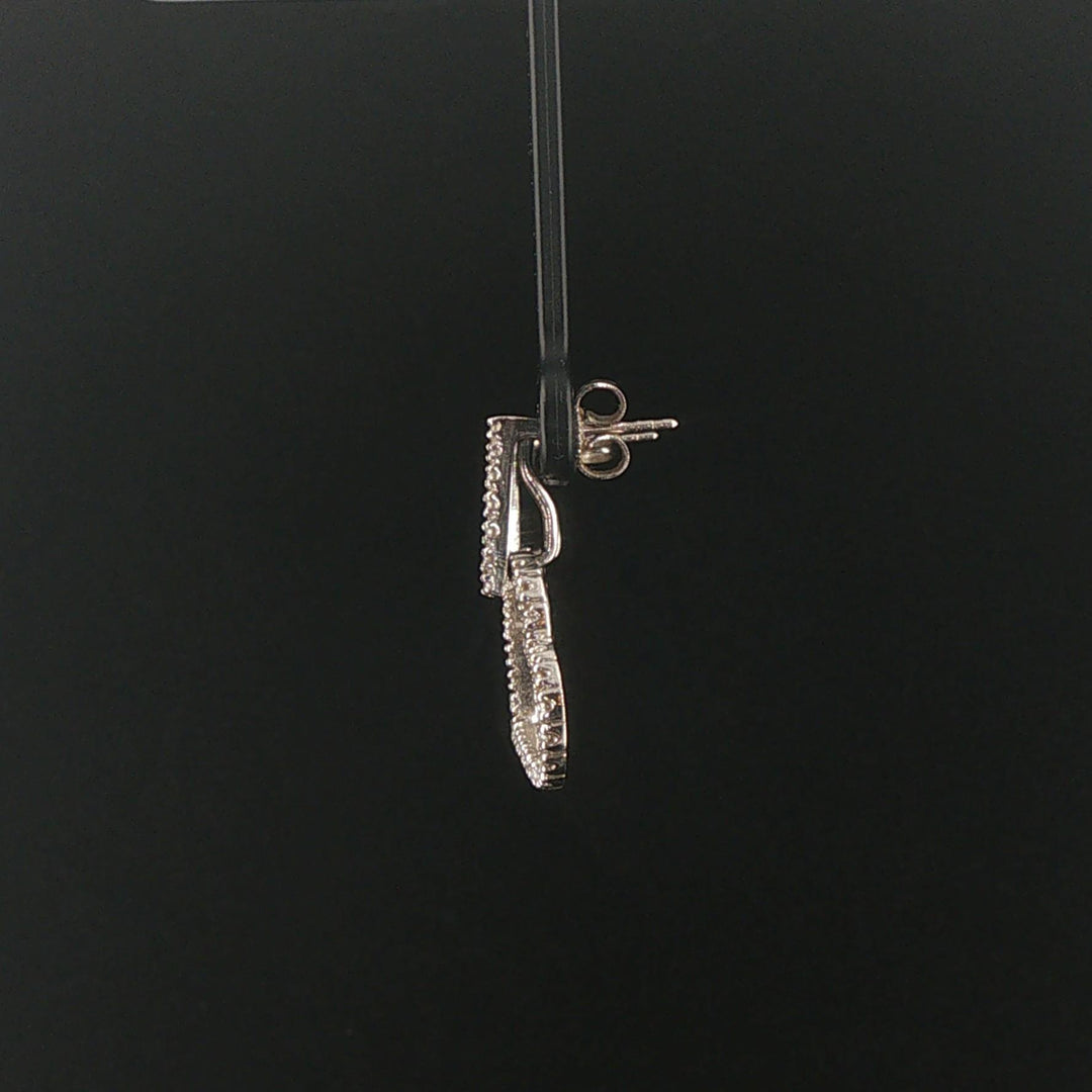 14k White Gold and 0.65cttw Diamond Heart Drop Dangle Earrings 1"