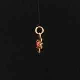 10k Yellow Gold and Pink Tourmaline Small Floral Charm Pendant 1"