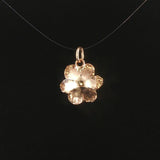 10k Yellow Gold and Pink Tourmaline Small Floral Charm Pendant 1"