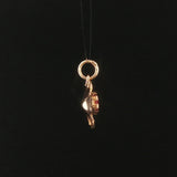 10k Yellow Gold and Pink Tourmaline Small Floral Charm Pendant 1"