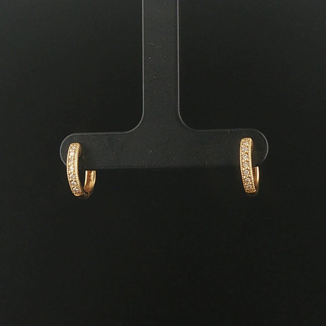 Jude Frances 14k Yellow Gold Petite Pave Diamond Hoop Earrings