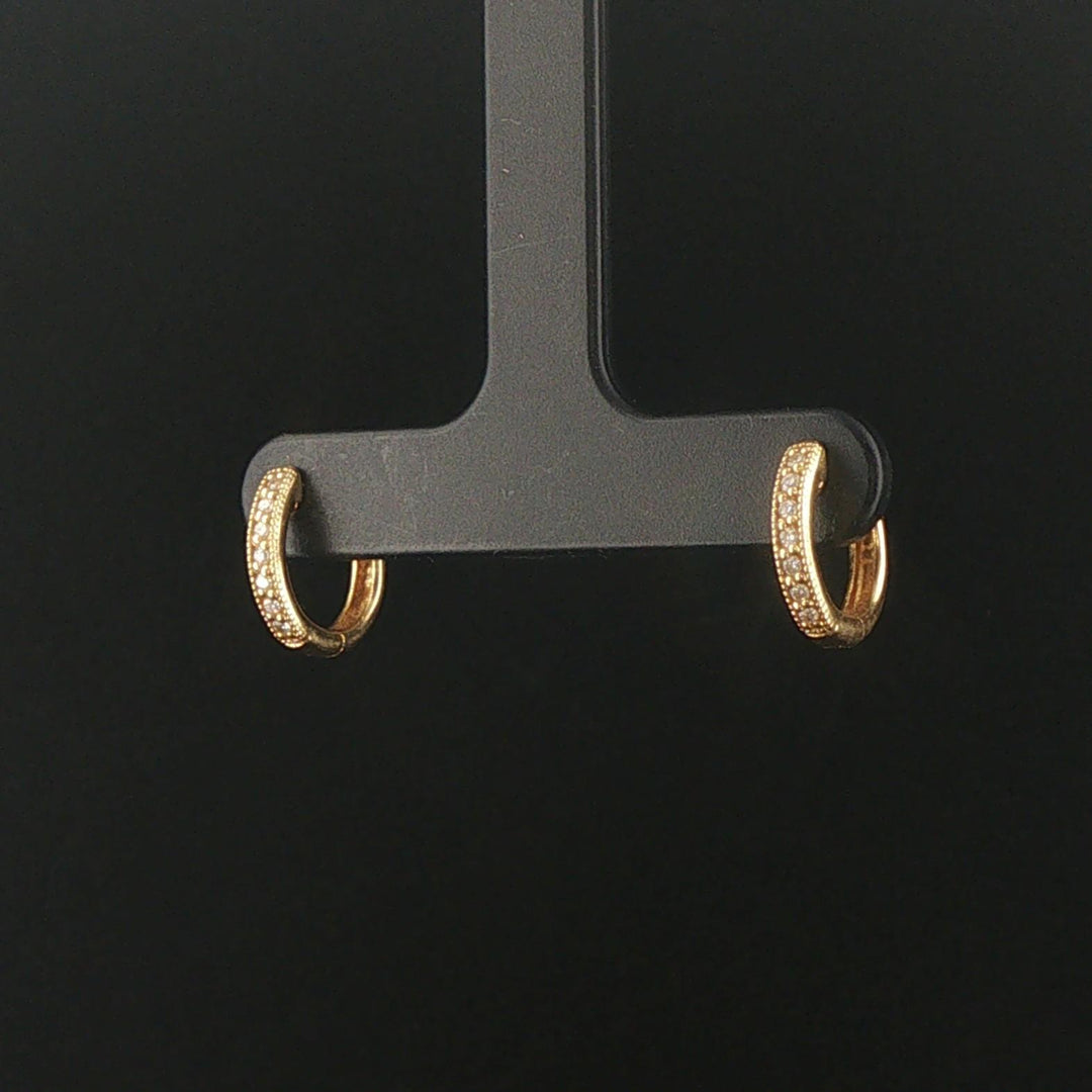 Jude Frances 14k Yellow Gold Petite Pave Diamond Hoop Earrings