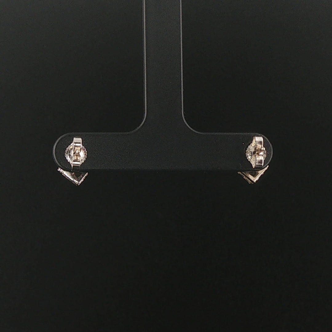 14k White Gold Blue Sapphire and Diamond Vintage Stud Earrings