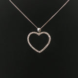 14k White Gold and 0.40cttw Diamond Heart Pendant Necklace 18"