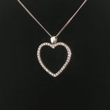 14k White Gold and 0.40cttw Diamond Heart Pendant Necklace 18"