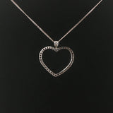 14k White Gold and 0.40cttw Diamond Heart Pendant Necklace 18"