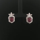 18k White Gold Ruby and 0.80cttw Diamond  Earrings