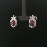 18k White Gold Ruby and 0.80cttw Diamond  Earrings