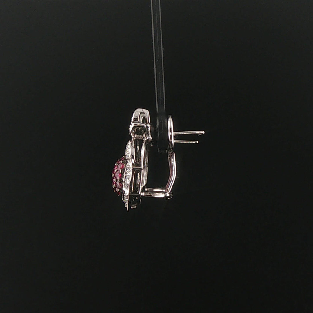 18k White Gold Ruby and 0.80cttw Diamond  Earrings