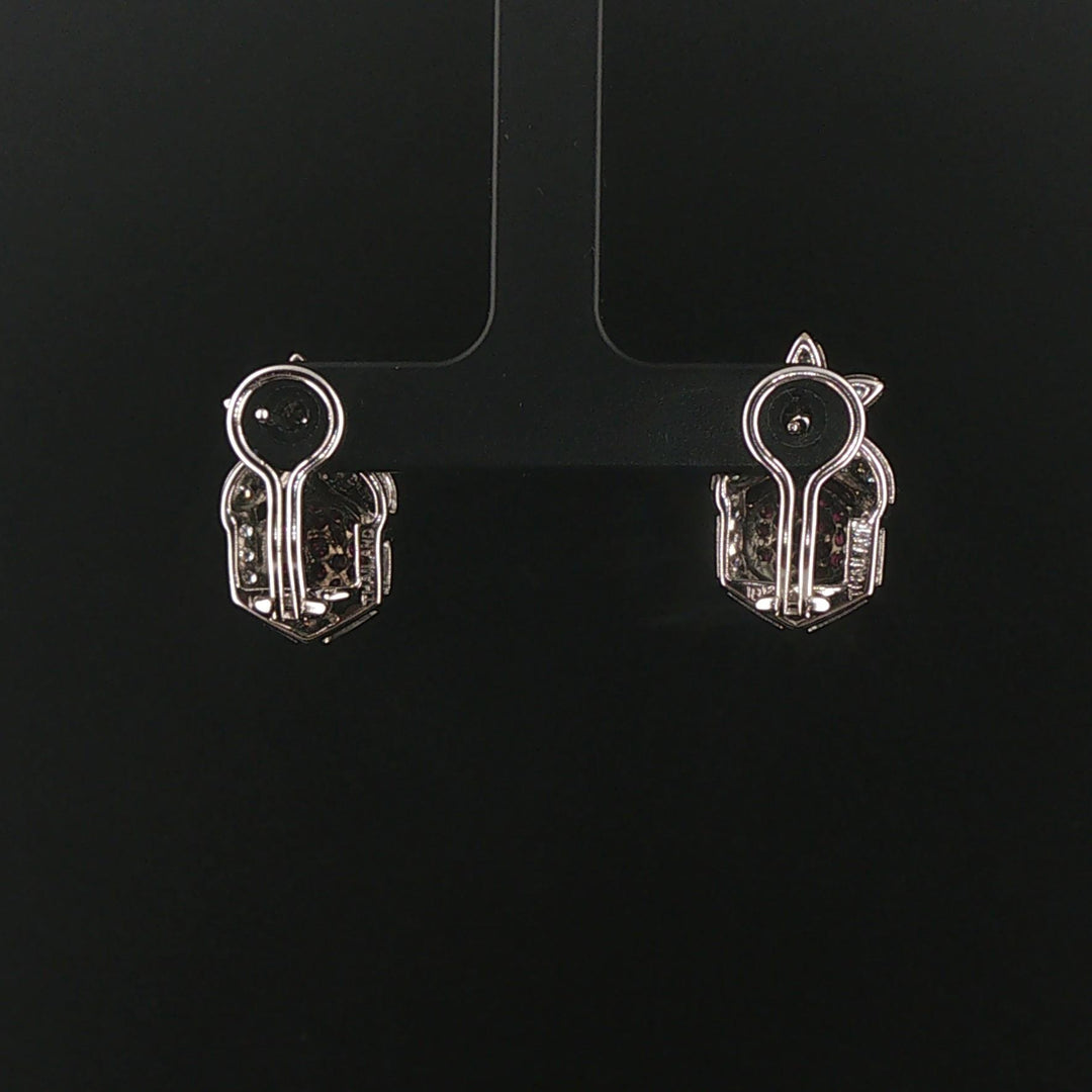 18k White Gold Ruby and 0.80cttw Diamond  Earrings