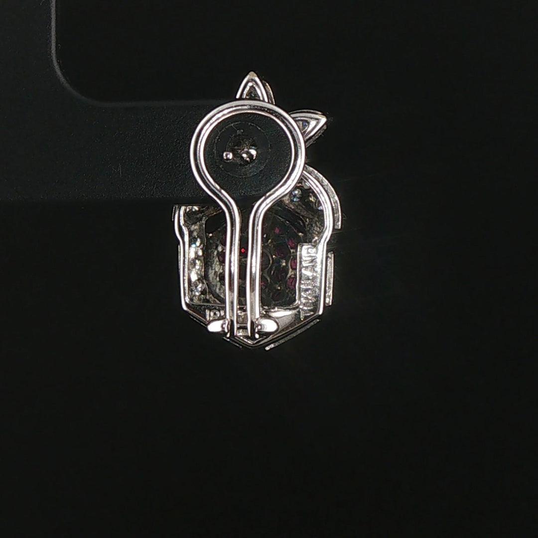 18k White Gold Ruby and 0.80cttw Diamond  Earrings