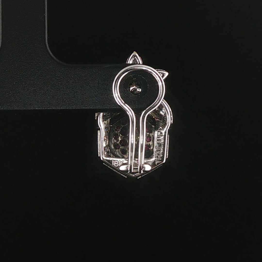 18k White Gold Ruby and 0.80cttw Diamond  Earrings