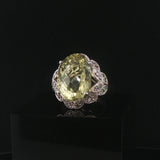 LeVian 14k White Gold Peridot Tsavorite and Diamond Large Ring Size 7.25