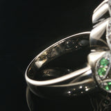 LeVian 14k White Gold Peridot Tsavorite and Diamond Large Ring Size 7.25