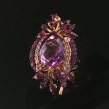 LeVian 14k Rose Gold Amethyst and Diamond Large Ring Size 8