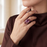LeVian 14k Rose Gold Amethyst and Diamond Large Ring Size 8
