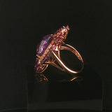 LeVian 14k Rose Gold Amethyst and Diamond Large Ring Size 8