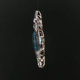 LeVian 14k White Gold Blue Topaz and Smoky Quartz Large Pendant 2.5"