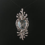 LeVian 14k White Gold Blue Topaz and Smoky Quartz Large Pendant 2.5"