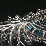LeVian 14k White Gold Blue Topaz and Smoky Quartz Large Pendant 2.5"