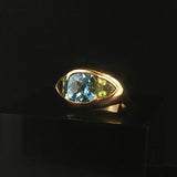 David Yurman 18k Gold Blue Topaz and Peridot Ring Size 6