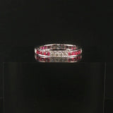 Beverly K 18k White Gold 0.45cttw Diamond and Ruby Milgrain Band Ring Size 6.5