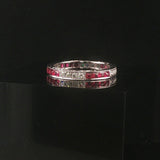 Beverly K 18k White Gold 0.45cttw Diamond and Ruby Milgrain Band Ring Size 6.5