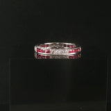 Beverly K 18k White Gold 0.45cttw Diamond and Ruby Milgrain Band Ring Size 6.5