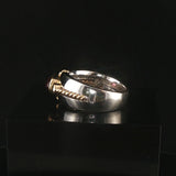 14k White Gold Pink Tourmaline and Tsavorite Ring Size 6