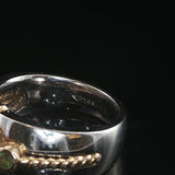 14k White Gold Pink Tourmaline and Tsavorite Ring Size 6