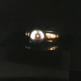 18k Yellow Gold Tahitian Pearl and Diamond Vintage Ring Size 6
