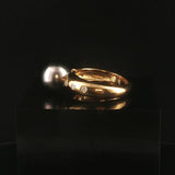 18k Yellow Gold Tahitian Pearl and Diamond Vintage Ring Size 6